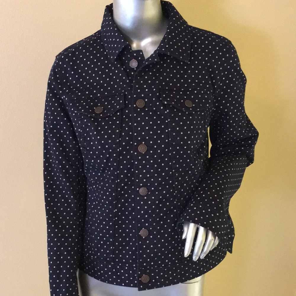 TALBOTS | THE CLASSIC DENIM JACKET-DOT PRINT - Picture 2 of 12